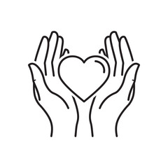 Fototapeta premium Cupped Hands Protecting Heart Icon.