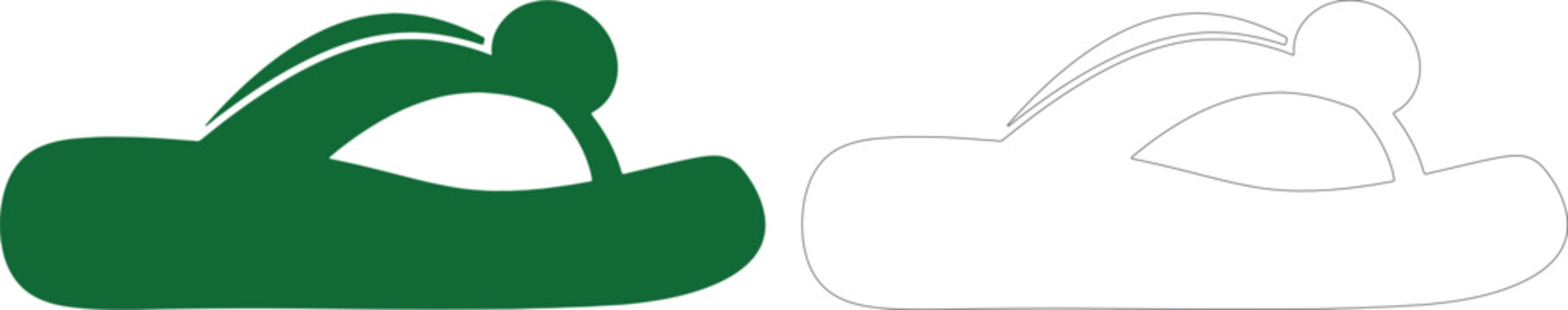 Green flip flop sandal silhouette and outline shoe