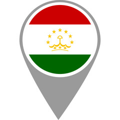 Fototapeta premium Tajikistan flag location pin, Tajikistan flag on location pin, Tajikistan map pointer in high quality