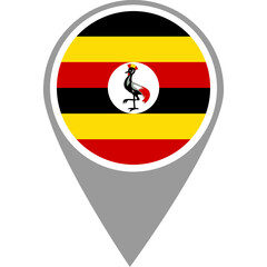 Fototapeta premium Uganda flag location pin, Uganda flag on location pin, Uganda map pointer in high quality