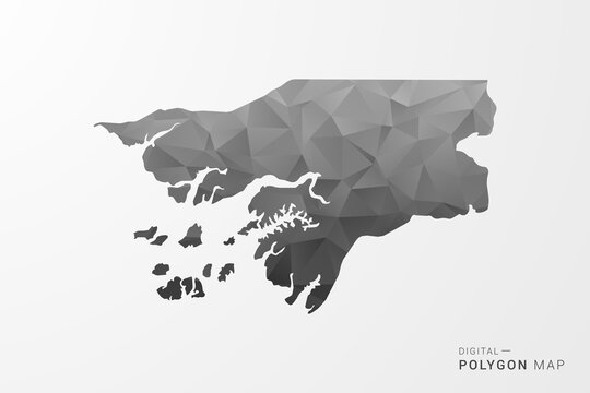 Guinea-Bissau Map - Black Polygon Style Vector Illustration with Low Poly Geometric Design, Clean Silhouette Isolated on White Background.