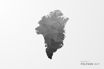 Greenland Map - Black Polygon Style Vector Illustration with Low Poly Geometric Design, Clean Silhouette Isolated on White Background.