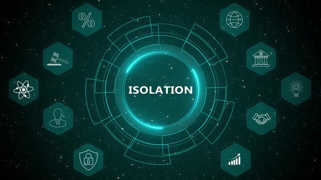 Advanced cyber isolation security interface featuring network containment monitoring system, digital threat quarantine analytics, and enterprise defense visualization