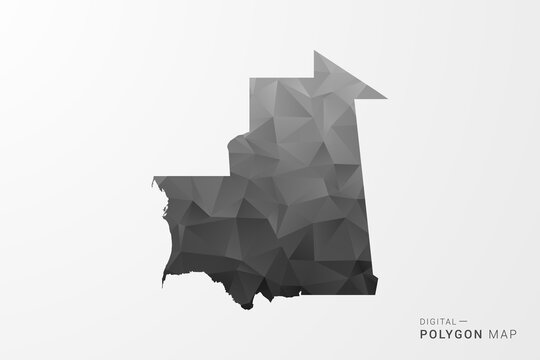 Mauritania Map - Black Polygon Style Vector Illustration with Low Poly Geometric Design, Clean Silhouette Isolated on White Background.