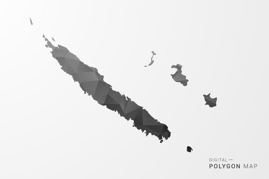 New Caledonia Map - Black Polygon Style Vector Illustration with Low Poly Geometric Design, Clean Silhouette Isolated on White Background.