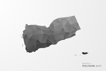 Yemen Map - Black Polygon Style Vector Illustration with Low Poly Geometric Design, Clean Silhouette Isolated on White Background.