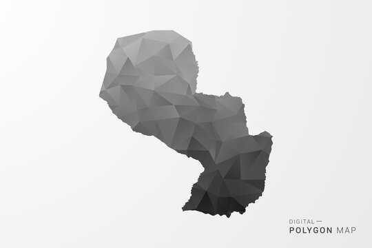 Paraguay Map - Black Polygon Style Vector Illustration with Low Poly Geometric Design, Clean Silhouette Isolated on White Background.