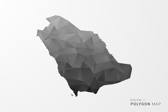 Saudi Arabia Map - Black Polygon Style Vector Illustration with Low Poly Geometric Design, Clean Silhouette Isolated on White Background.