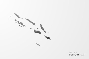 Solomon Islands Map - Black Polygon Style Vector Illustration with Low Poly Geometric Design, Clean Silhouette Isolated on White Background.