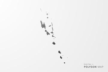 Obraz premium Vanuatu Map - Black Polygon Style Vector Illustration with Low Poly Geometric Design, Clean Silhouette Isolated on White Background.