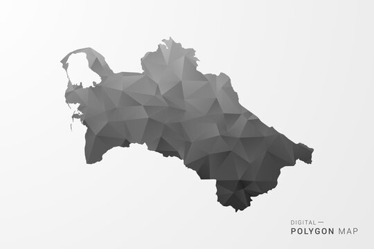 Turkmenistan Map - Black Polygon Style Vector Illustration with Low Poly Geometric Design, Clean Silhouette Isolated on White Background.