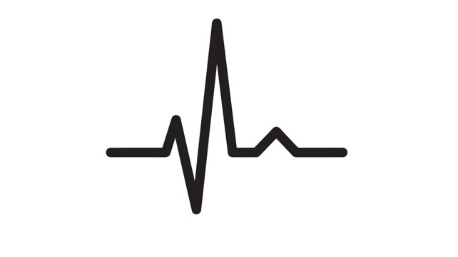 Heartbeat electrocardiogram line with a peak and a downward dip, representing life rhythm and vital signs.