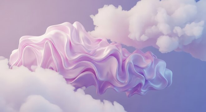 Soft Pastel Floating Cloud Fantasy Composition