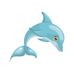 Obraz premium Cute Dolphin Character in Action. Vector Illustration in Cartoon Style.