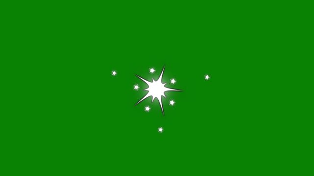 Seamless Twinkle Star, Doodle Vector Loop Animation, Glowing Sparkle Stars Motion on Green Background for Cute Cartoon  Sky Theme. White cartoon blinking stars. Stars Captured in stunning.4K ANIMATION