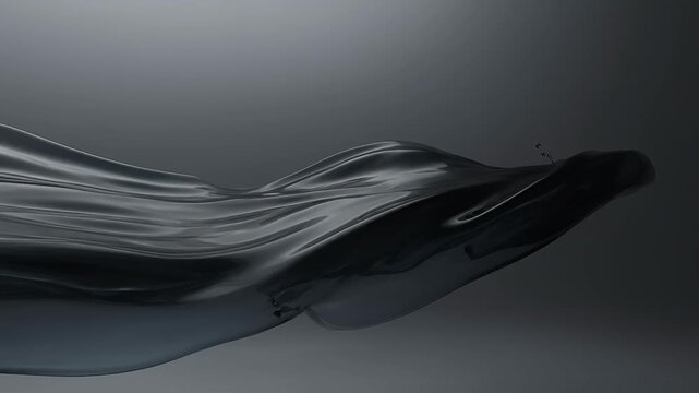 Elegant and sleek dynamic flow of dark fluid against a gradient background