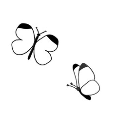 手描きの蝶々のシンプルな線画イラスト