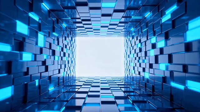 Blue glowing block tunnel