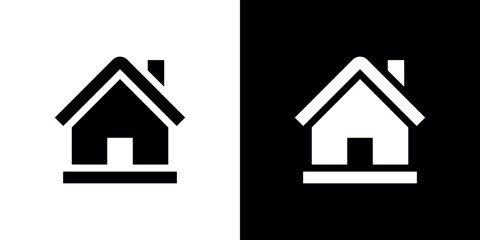 Black and white house on contrasting backgrounds symbol 2