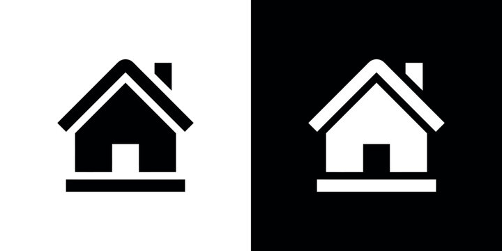Black and white house on contrasting backgrounds symbol 2