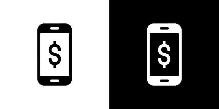 Black and white mobile phone dollar sign smartphone