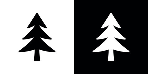 Obraz premium Black and white pine tree silhouettes on split color background 1