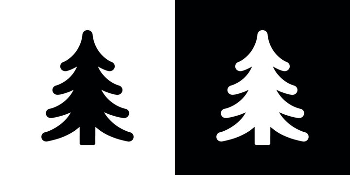 Black and white pine tree silhouettes on split color background