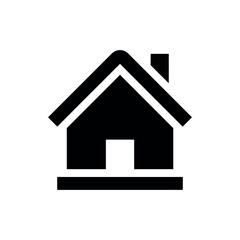 Black house with chimney and white background roof