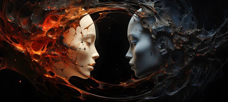 Astral vision lady devil vs angel meets cosmos ,generative AI