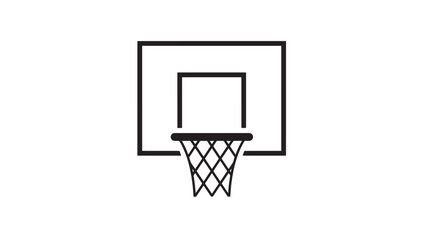 Basketball hoop icon with black outline and net, representing sports and recreation featuring basket, sport, game with outdoor sport and indoor sport © TAIFUR