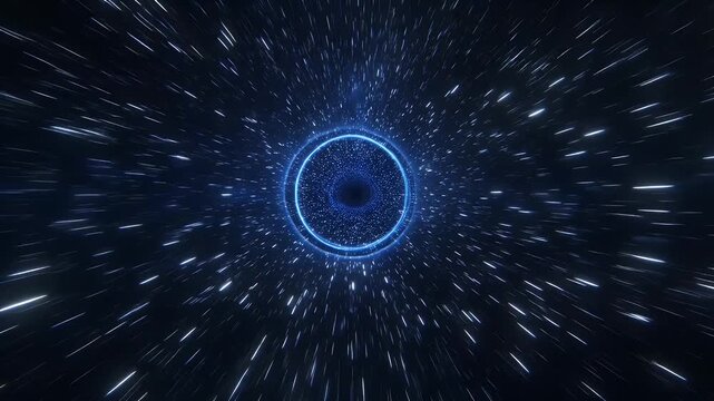 Abstract Hyperdrive Through Space Illustration With Concentric Circle and Light Streaks
