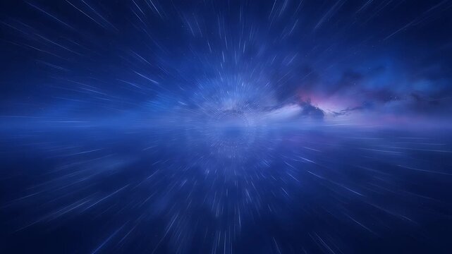 Abstract hyperspace jump through a tunnel of light in deep outer space