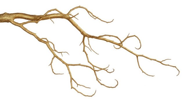 Dead tree branch isolated on black background with bare branches and winter sky elements
