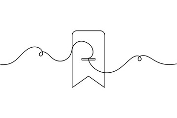 Obraz premium Remove bookmark sign icon continuous one line drawing on white background minimal unsaved and delete or minus symbol outline vector illustration