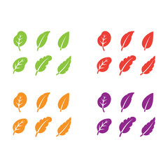 Obraz premium Leaf Collection Icon Set Various Shapes and Colors Nature Elements Isolated on white background