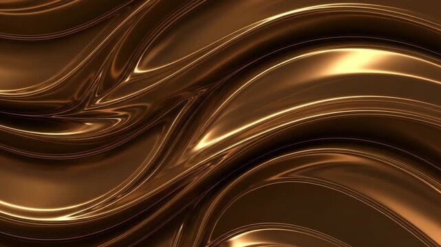 Elegant abstract background with flowing metallic bronze and gold waves, rich reflections, and a luxurious texture