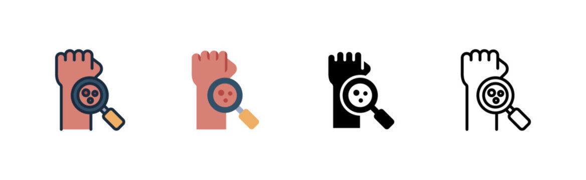 venereology icon. Hand skin infection care. Diagnosis various style icon design vector illustration