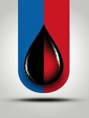 Obraz premium A minimal design presents an oil droplet between two colored fields of red and blue.