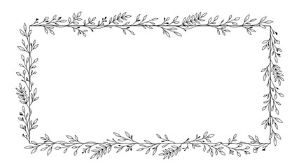 Decorative rectangular frame with floral leaf corner ornaments vector template for wedding invitation and greeting card © thegreenpixel