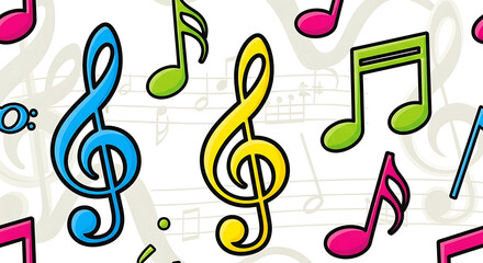 Fototapeta premium Seamless musical note pattern on white background