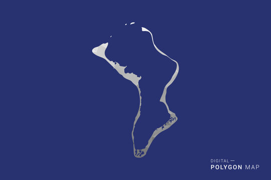 British Indian Ocean Territory Map - Polygon White and Black map Style Vector Illustration, Low Poly Geometric Design, Isolated on blue Background.