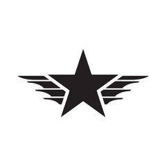Obraz premium Black silhouette of a star with wings patriotic