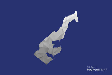 Naklejka premium Monaco Map - Polygon White and Black map Style Vector Illustration, Low Poly Geometric Design, Isolated on blue Background.