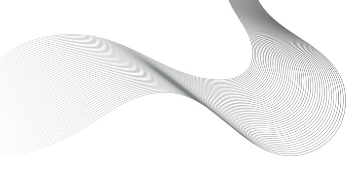 Sleek abstract ribbon wave background with geometric parallel lines curving upward on white for minimalist presentation