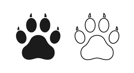 Minimalist flat vector illustration of animal paw print icons displayed side by side. © MOCHRABBUL