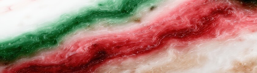 Fototapeta premium A blurred marble texture with green, white, and red hues, a soft, artistic background perfect for design and decoration purposes, the US - Iran Conflict Effects
