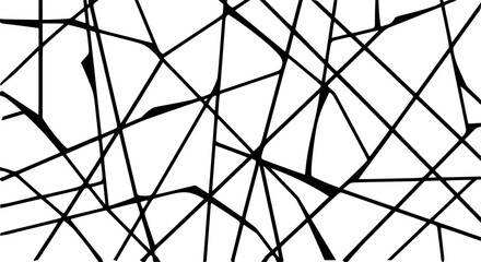 Abstract Black Lines Intersecting White Background Geometric Pattern