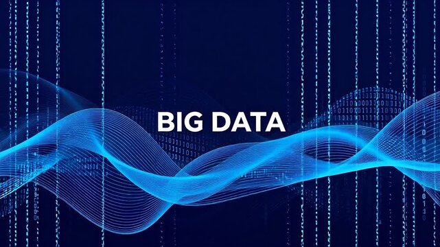 Abstract blue wave with binary code