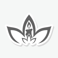 Spa relax, lotus and candle sign sticker isolated on gray background