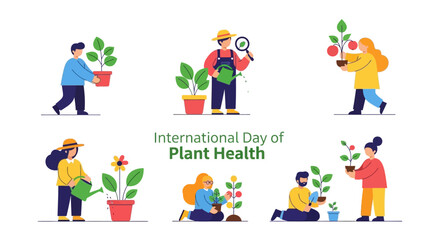 Fototapeta premium People celebrating International Day of Plant Health with gardening activities in a vibrant environment